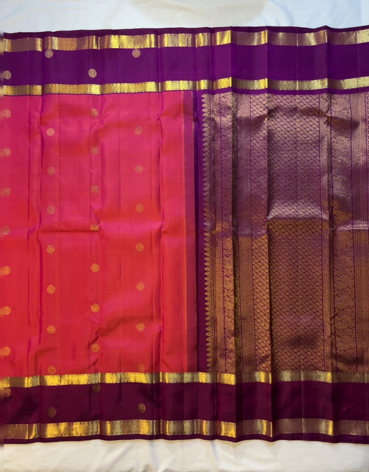 Kajivaram Silk Saree (orange and pink)