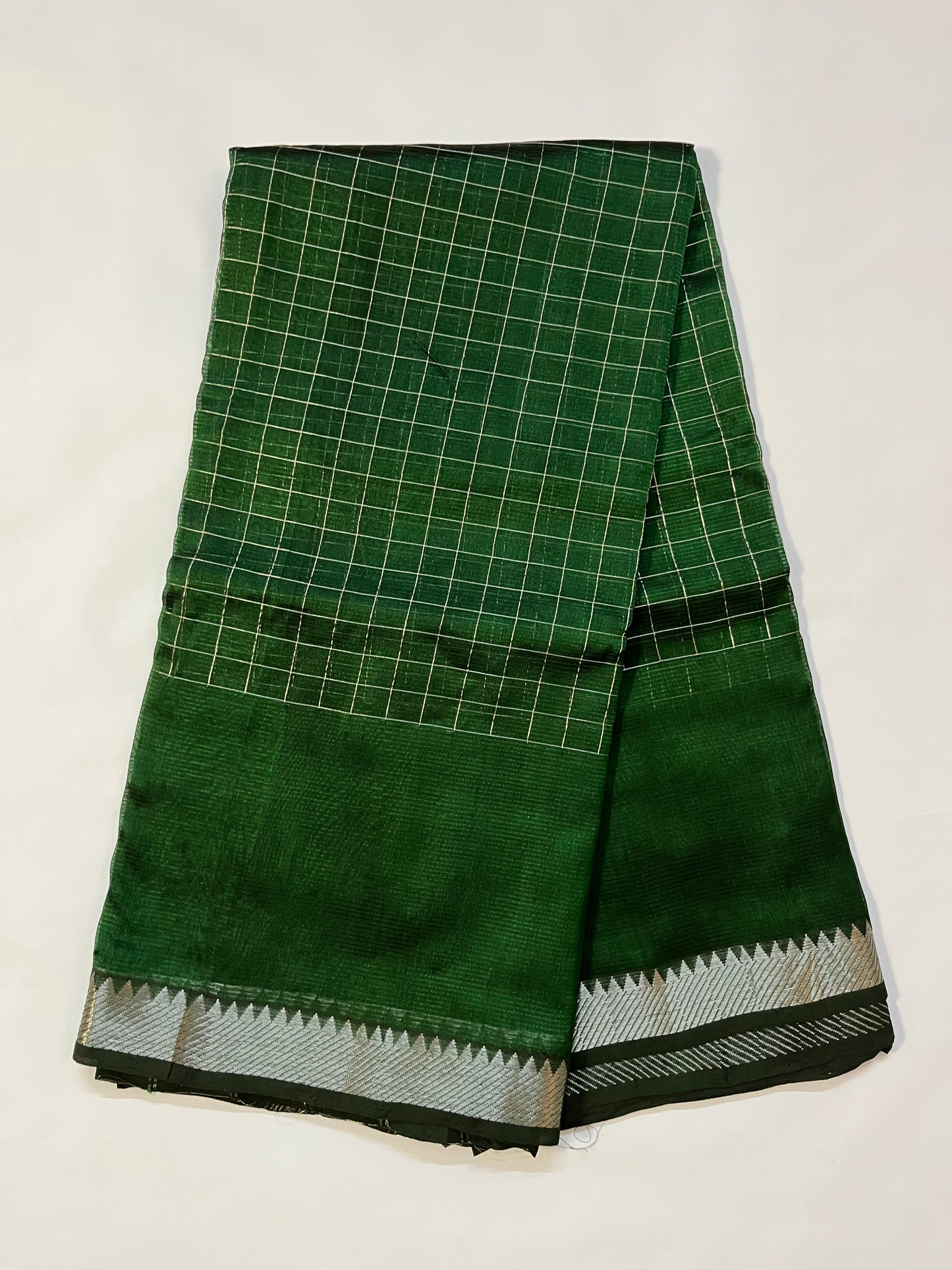 Magalgiri cotton Silk Saree - GREEN CHECKED