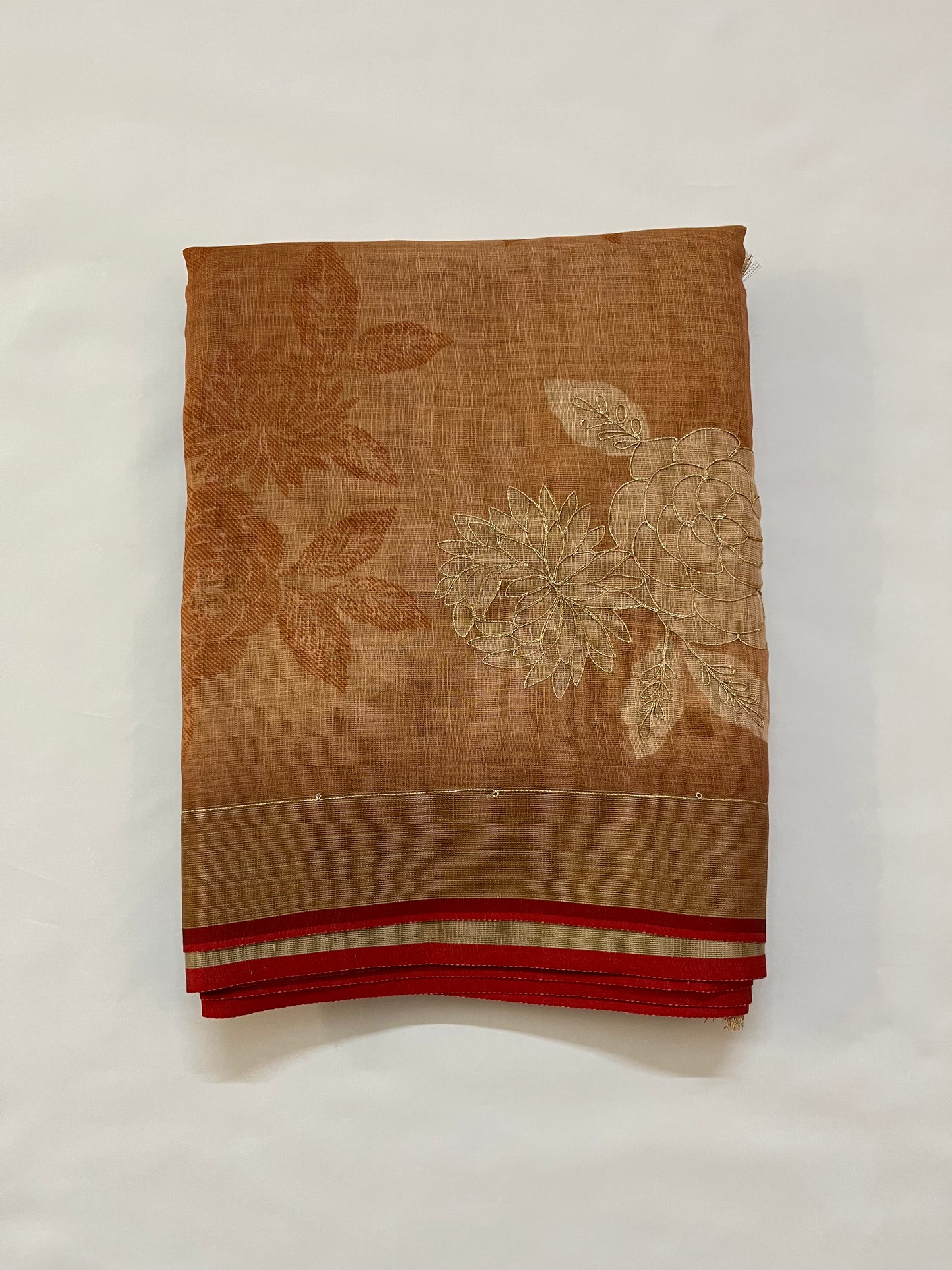 Linen Tissue Saree (BROWN)