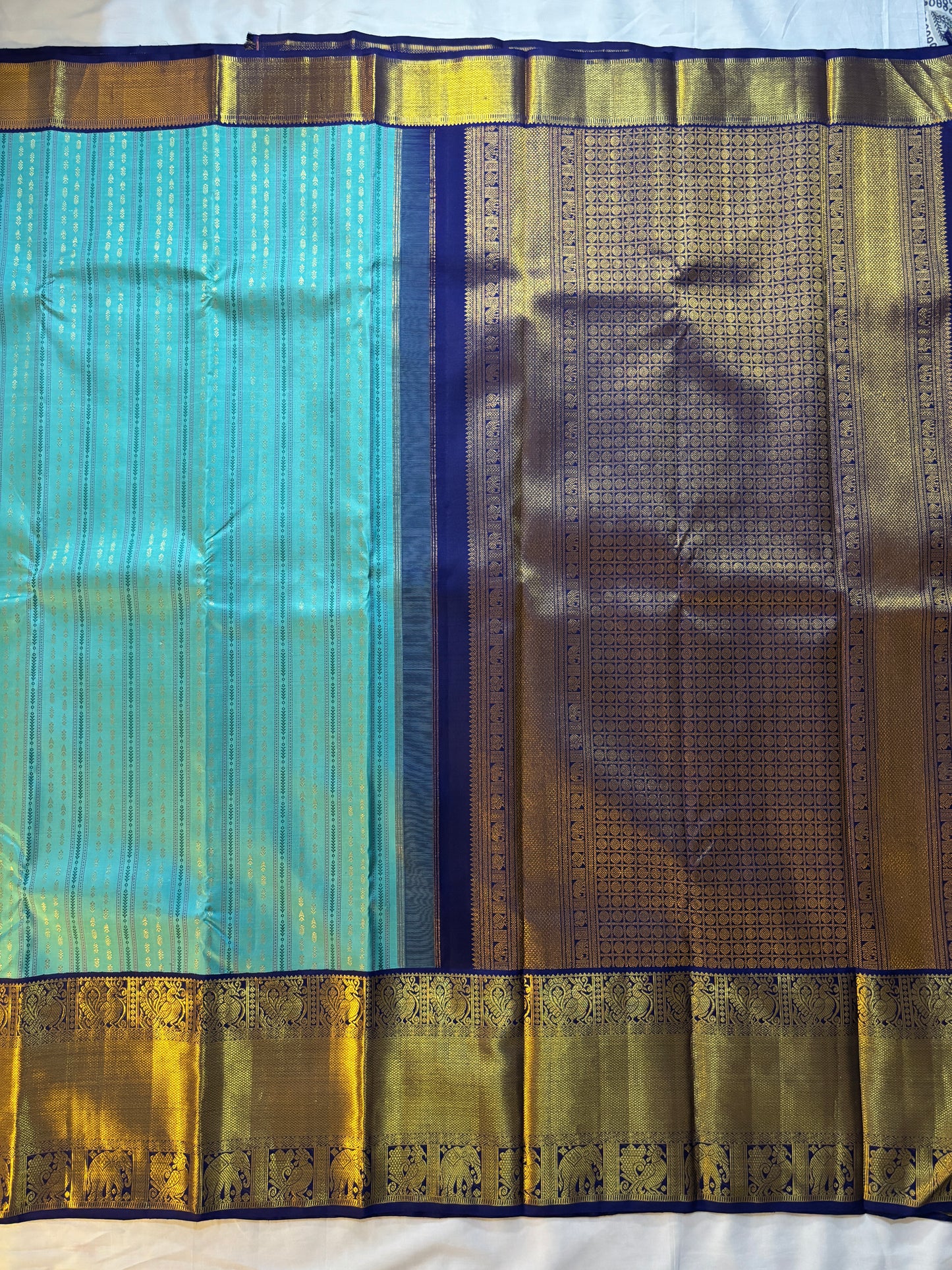 Kajivaram Silk Saree ( turquoise blue)