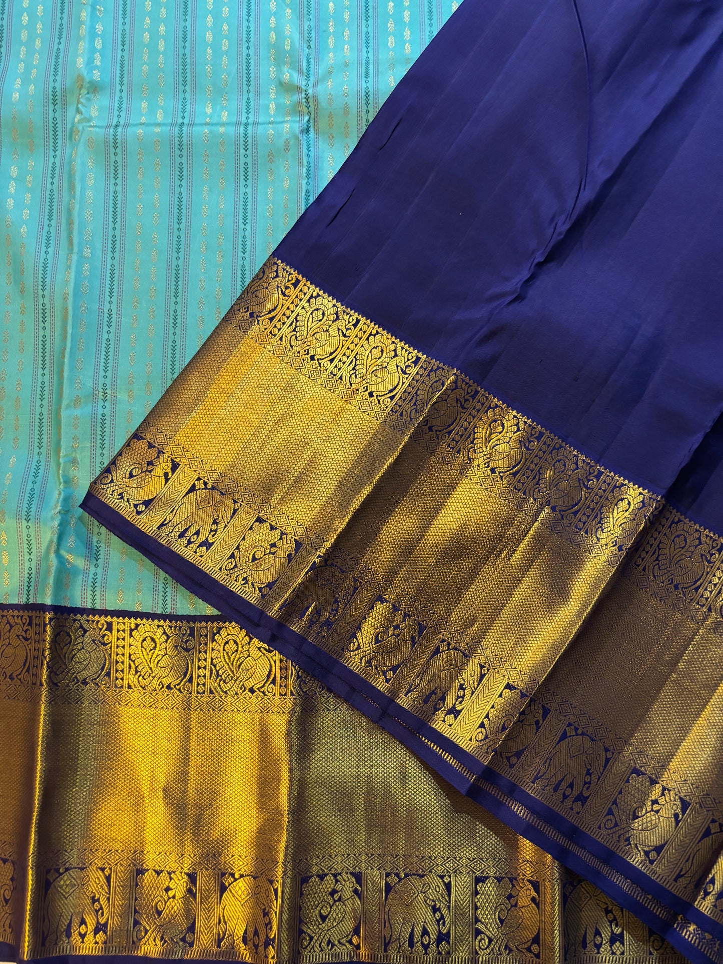 Kajivaram Silk Saree ( turquoise blue)