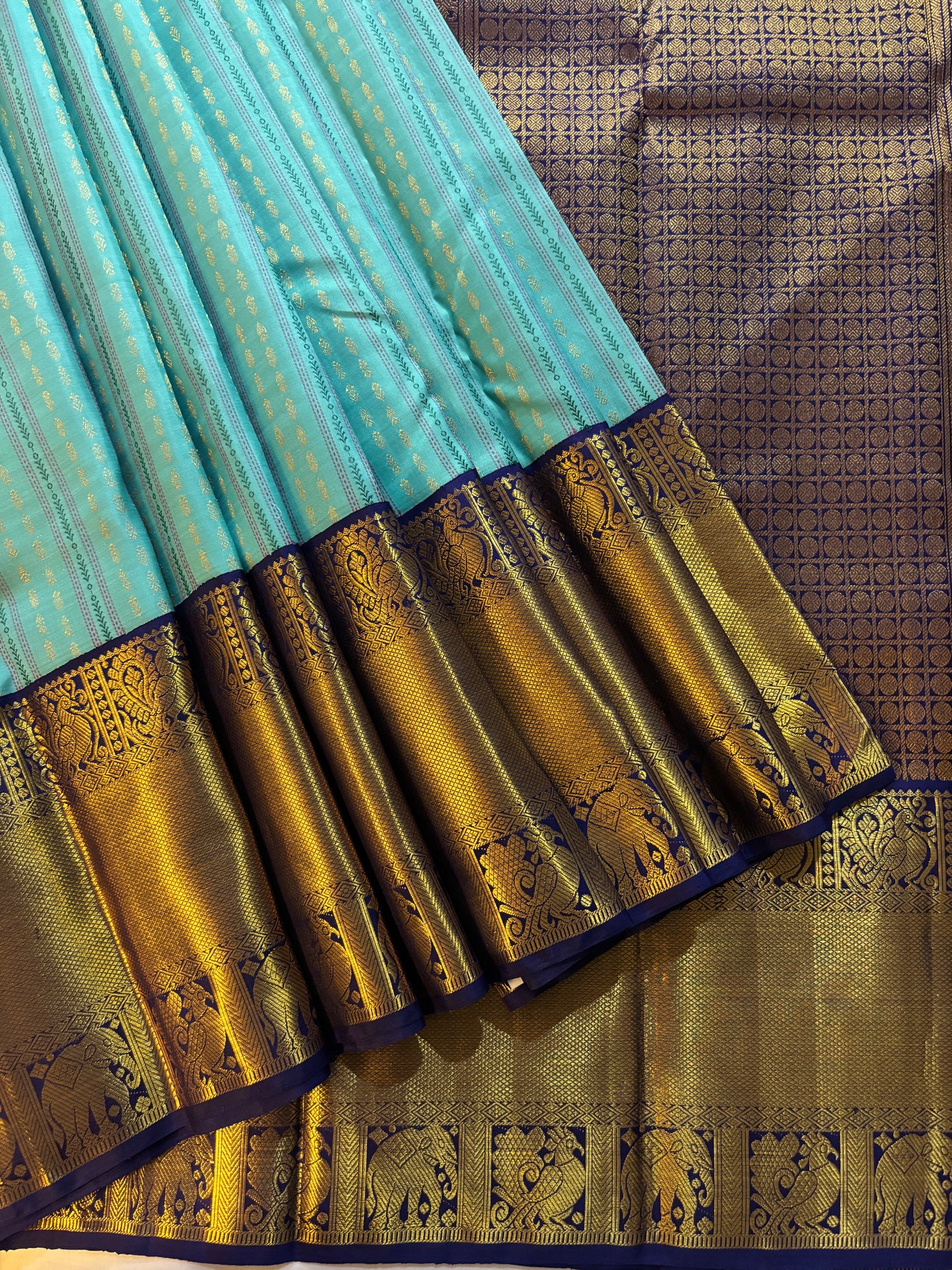 Kajivaram Silk Saree ( turquoise blue)