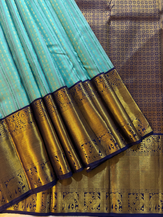 Kajivaram Silk Saree ( turquoise blue)