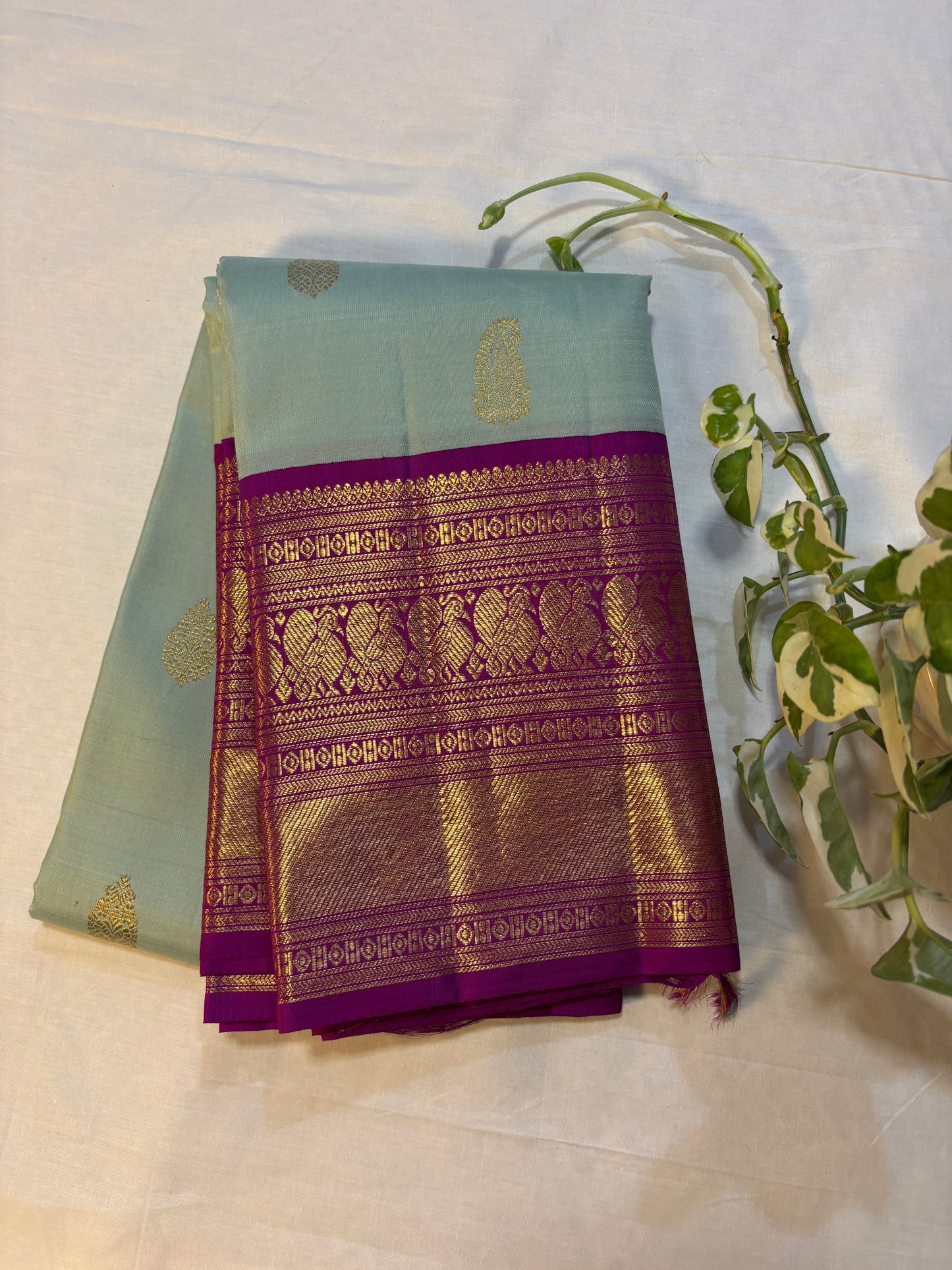 Kajivaram Silk Saree (pastel blue)
