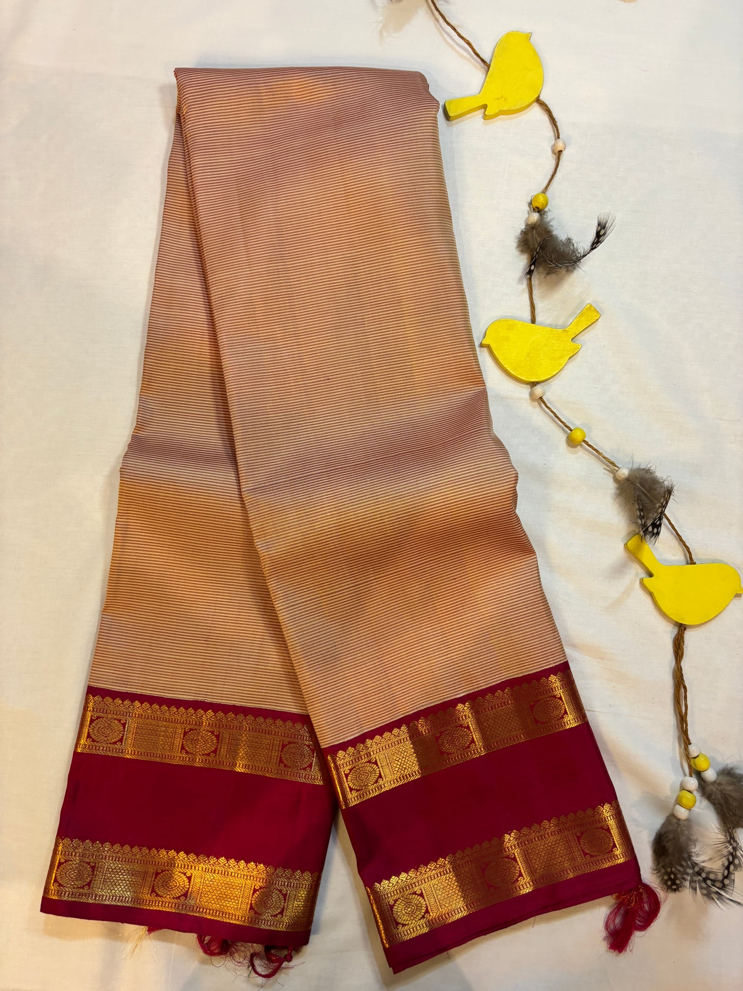 Kajivaram Silk Saree (orange striped)