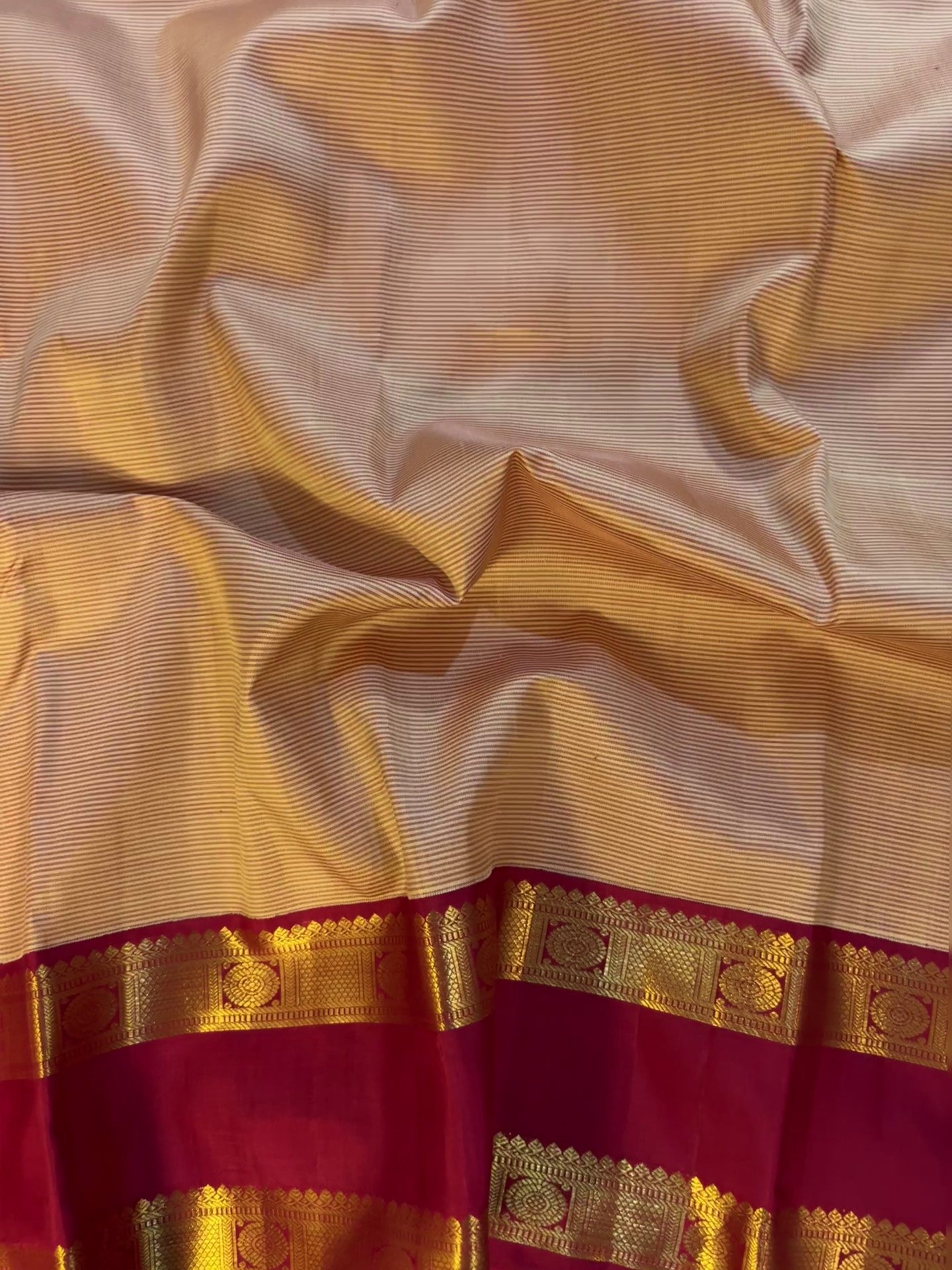 Kajivaram Silk Saree (orange striped)