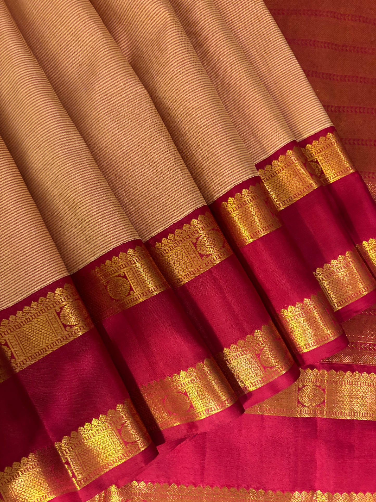 Kajivaram Silk Saree (orange striped)