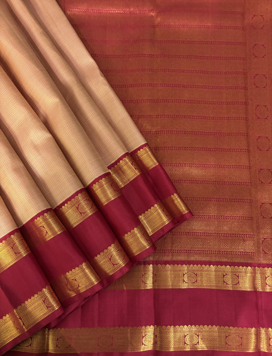 Kajivaram Silk Saree (orange striped)