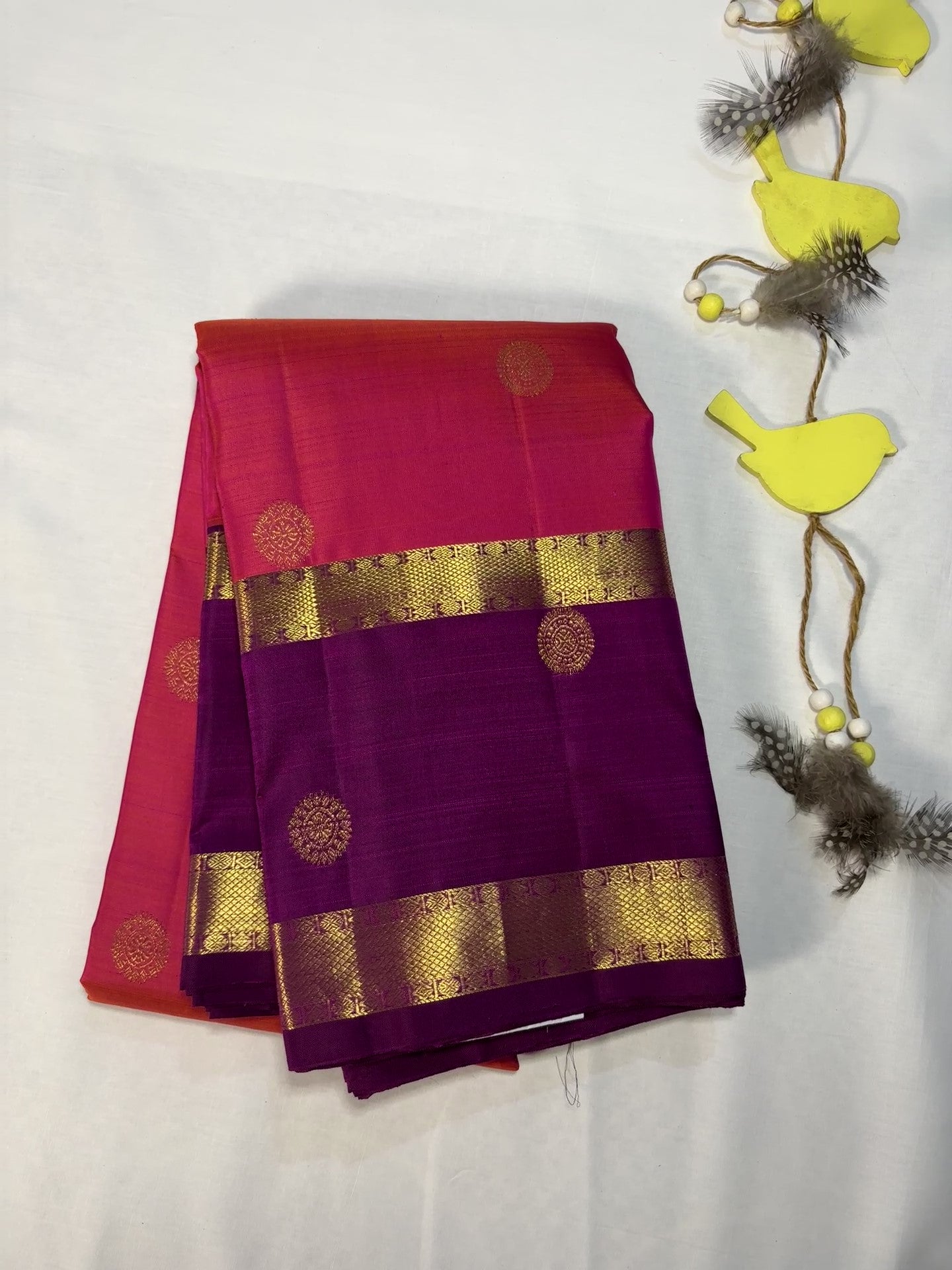 Kajivaram Silk Saree (orange and pink)