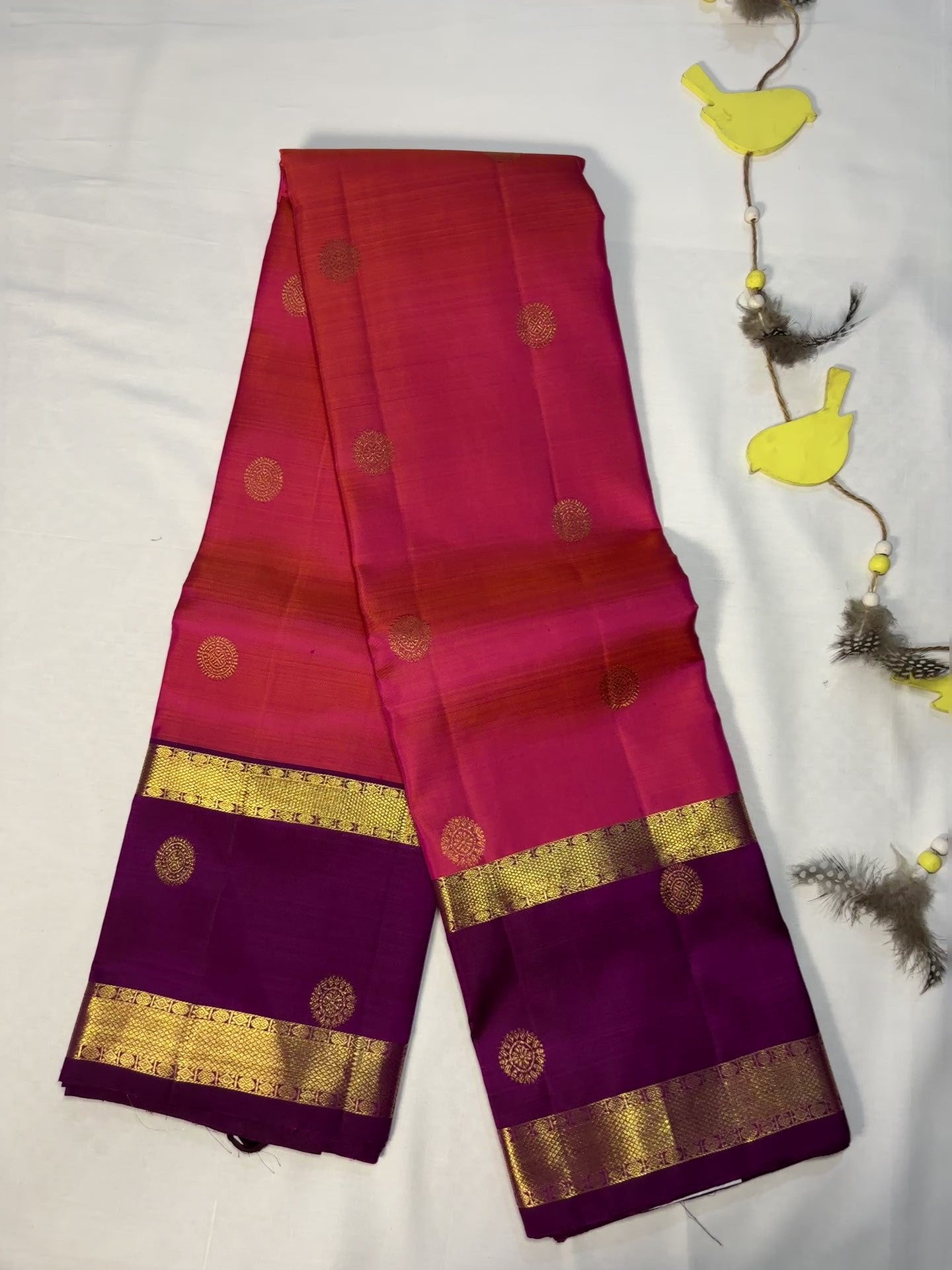 Kajivaram Silk Saree (orange and pink)