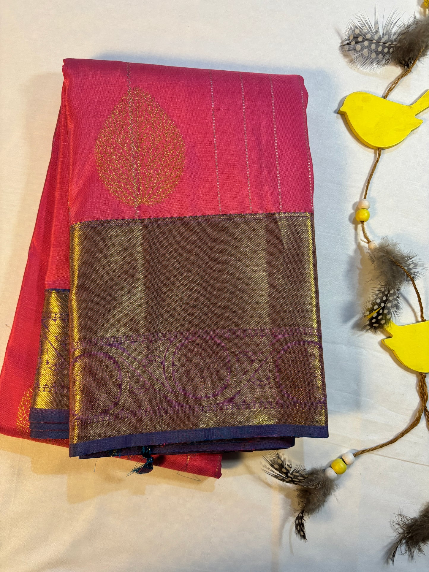 Kajivaram Silk Saree (Rani pink)