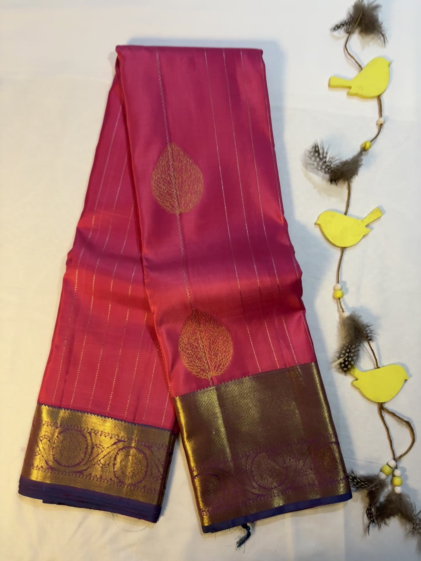 Kajivaram Silk Saree (Rani pink)