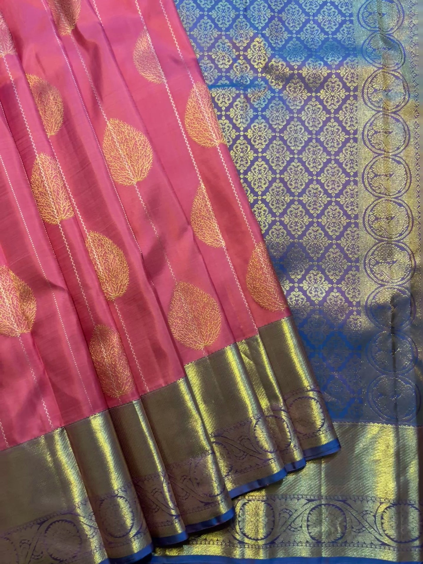 Kajivaram Silk Saree (Rani pink)