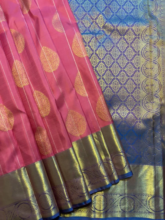 Kajivaram Silk Saree (Rani pink)