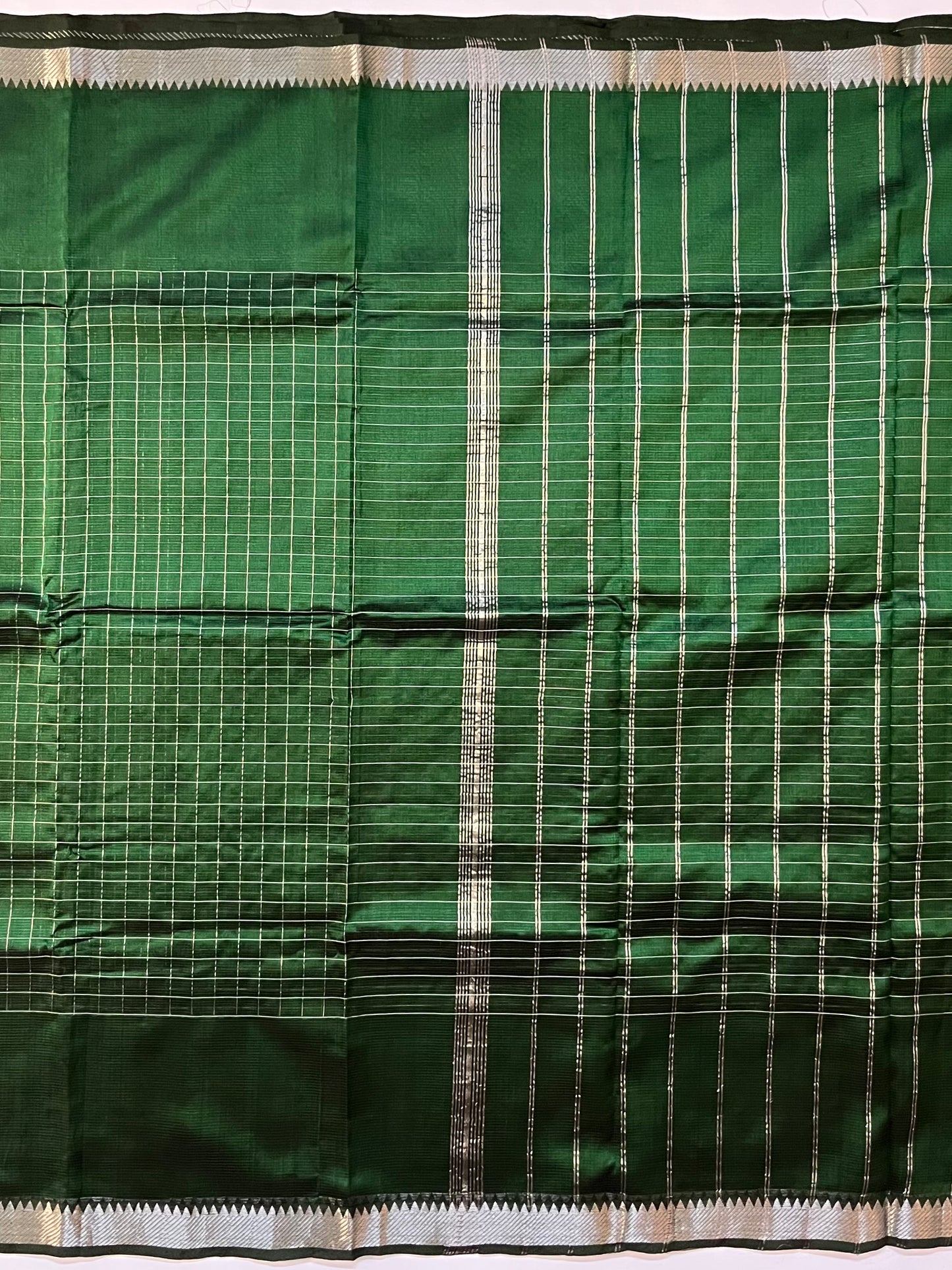 Magalgiri cotton Silk Saree  - GREEN CHECKED