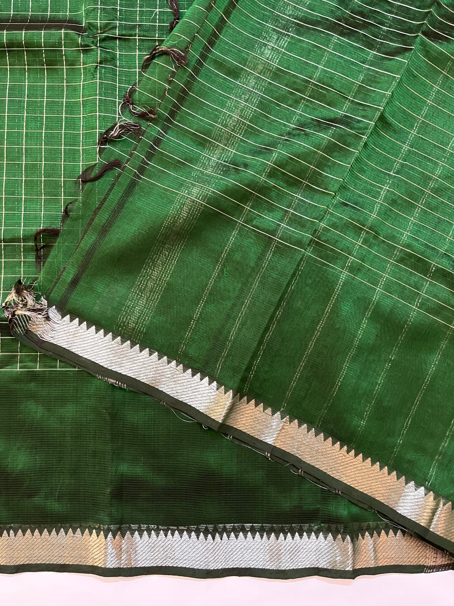 Magalgiri cotton Silk Saree  - GREEN CHECKED