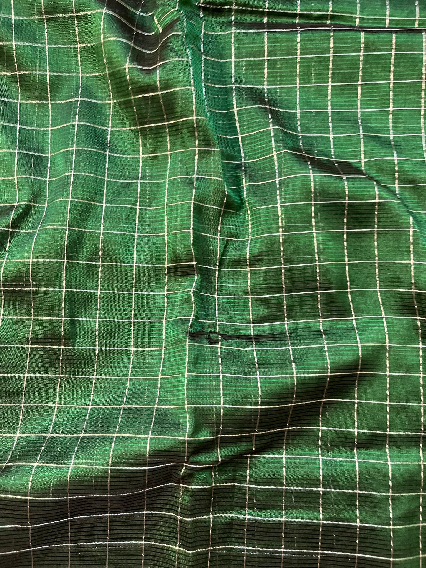 Magalgiri cotton Silk Saree  - GREEN CHECKED