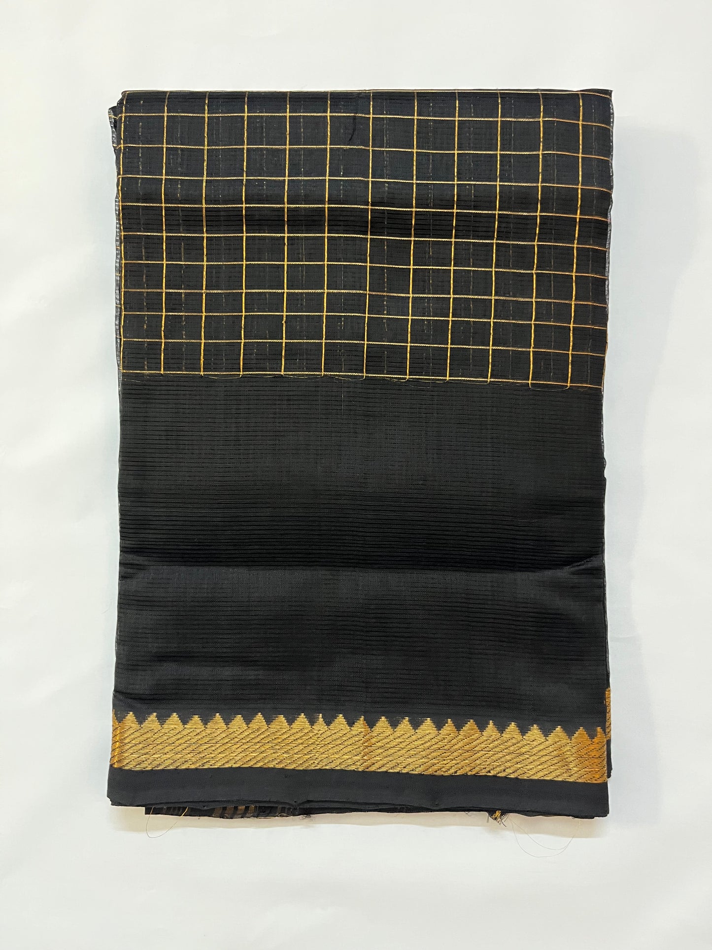 Magalgiri cotton Silk Saree -  BLACK CHECKED