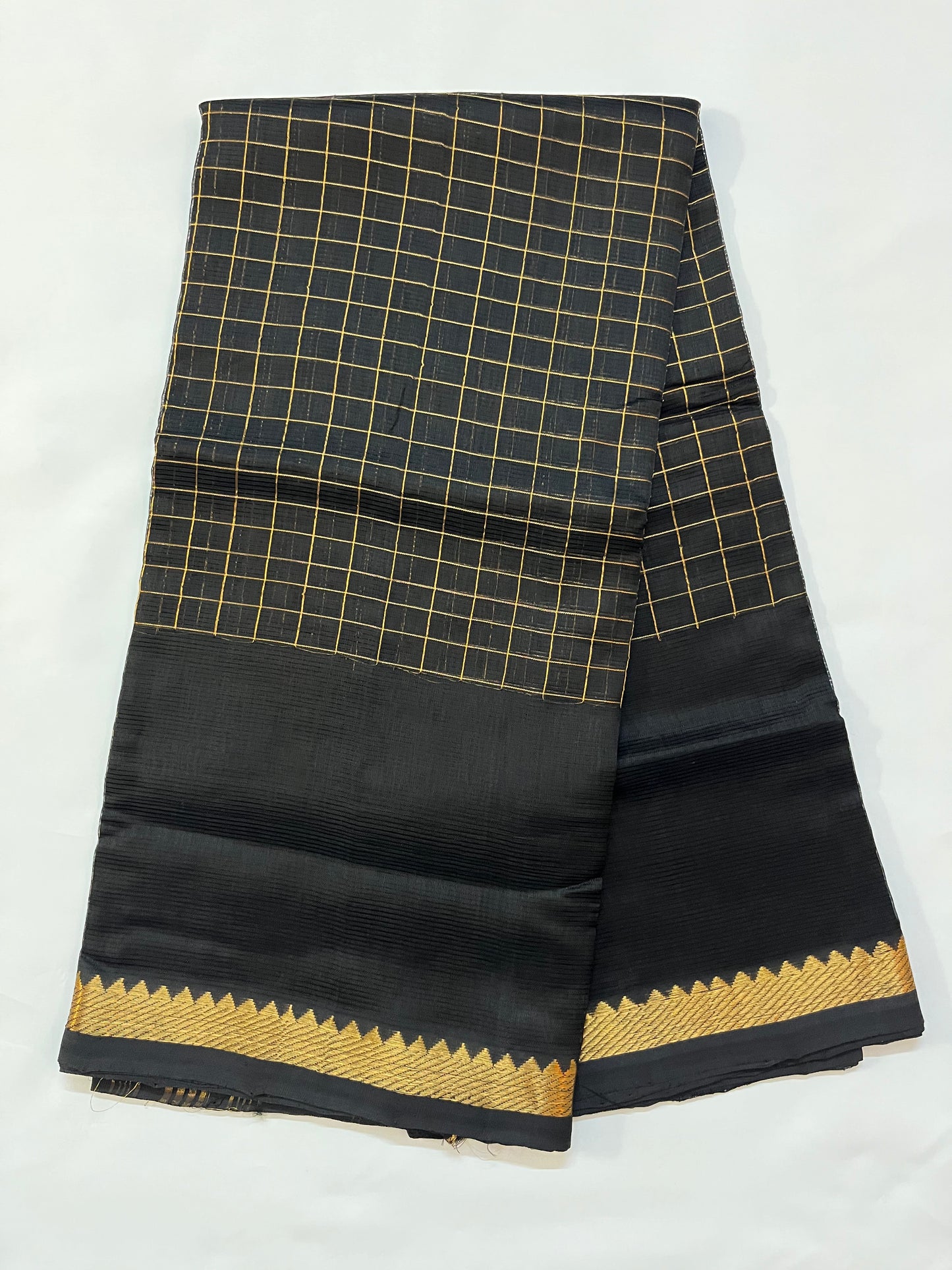 Magalgiri cotton Silk Saree -  BLACK CHECKED