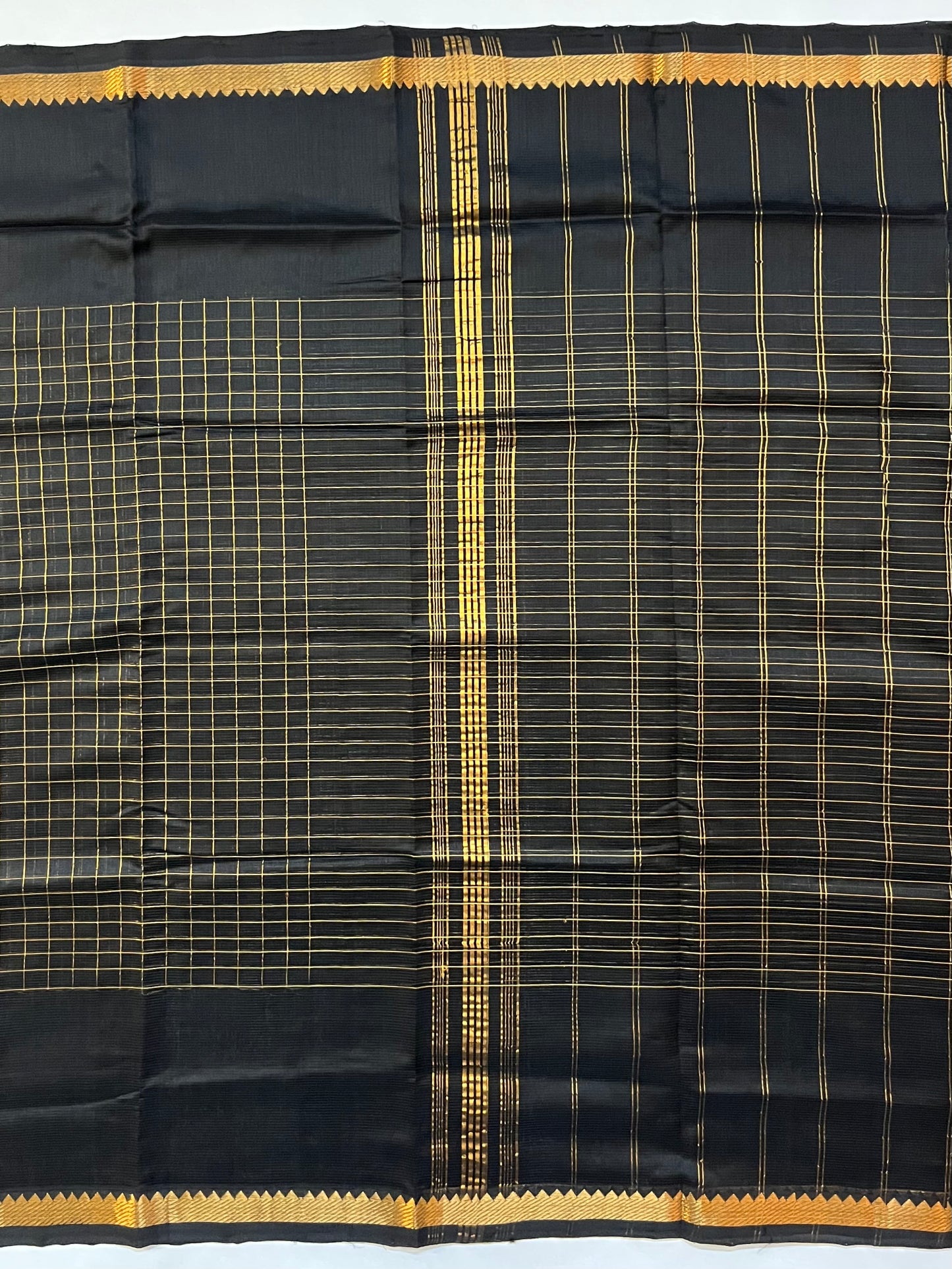 Magalgiri cotton Silk Saree -  BLACK CHECKED
