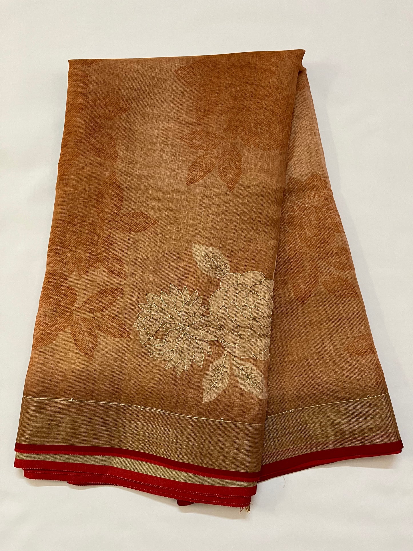 Linen Tissue Saree (BROWN)