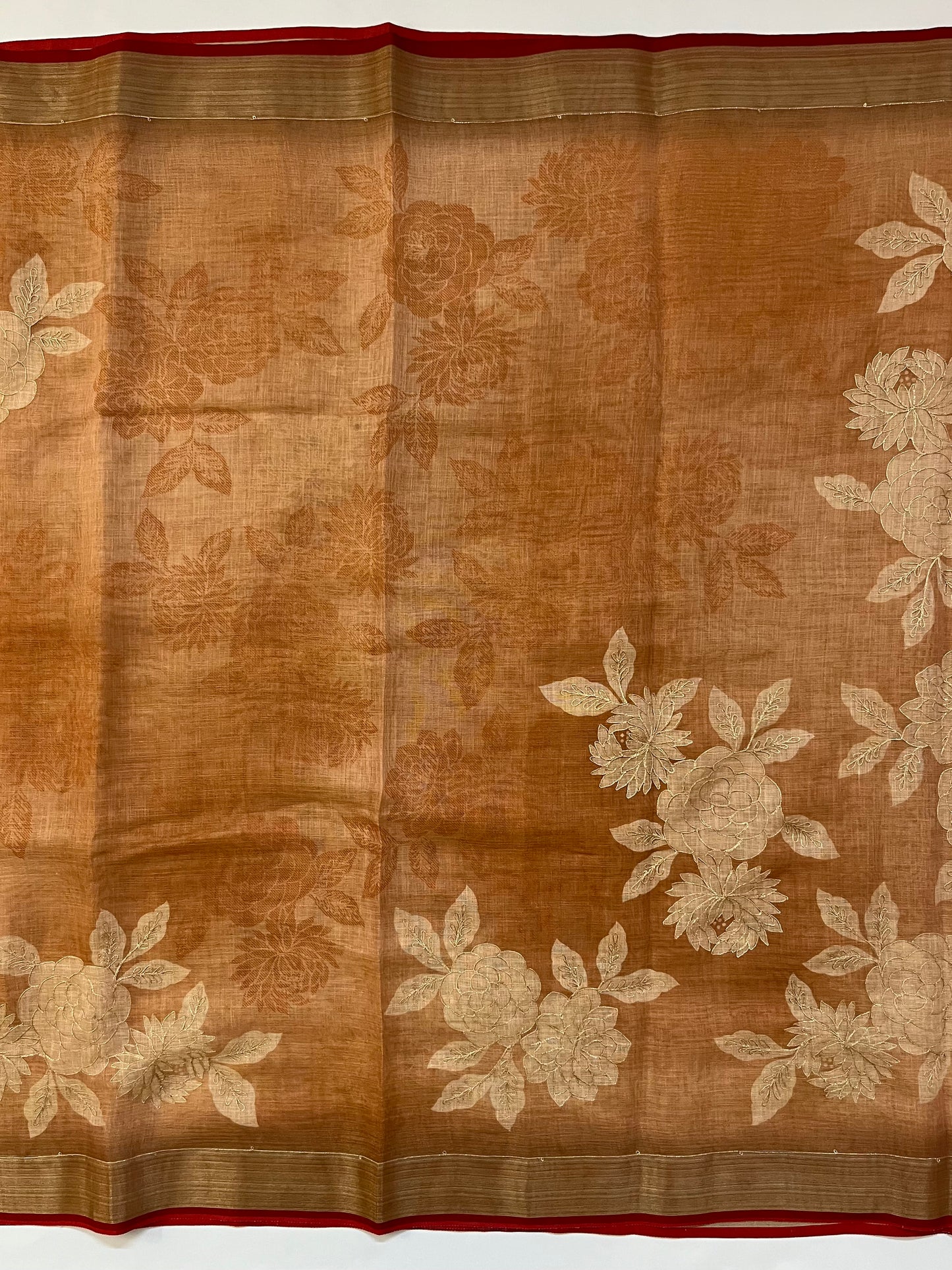 Linen Tissue Saree (BROWN)