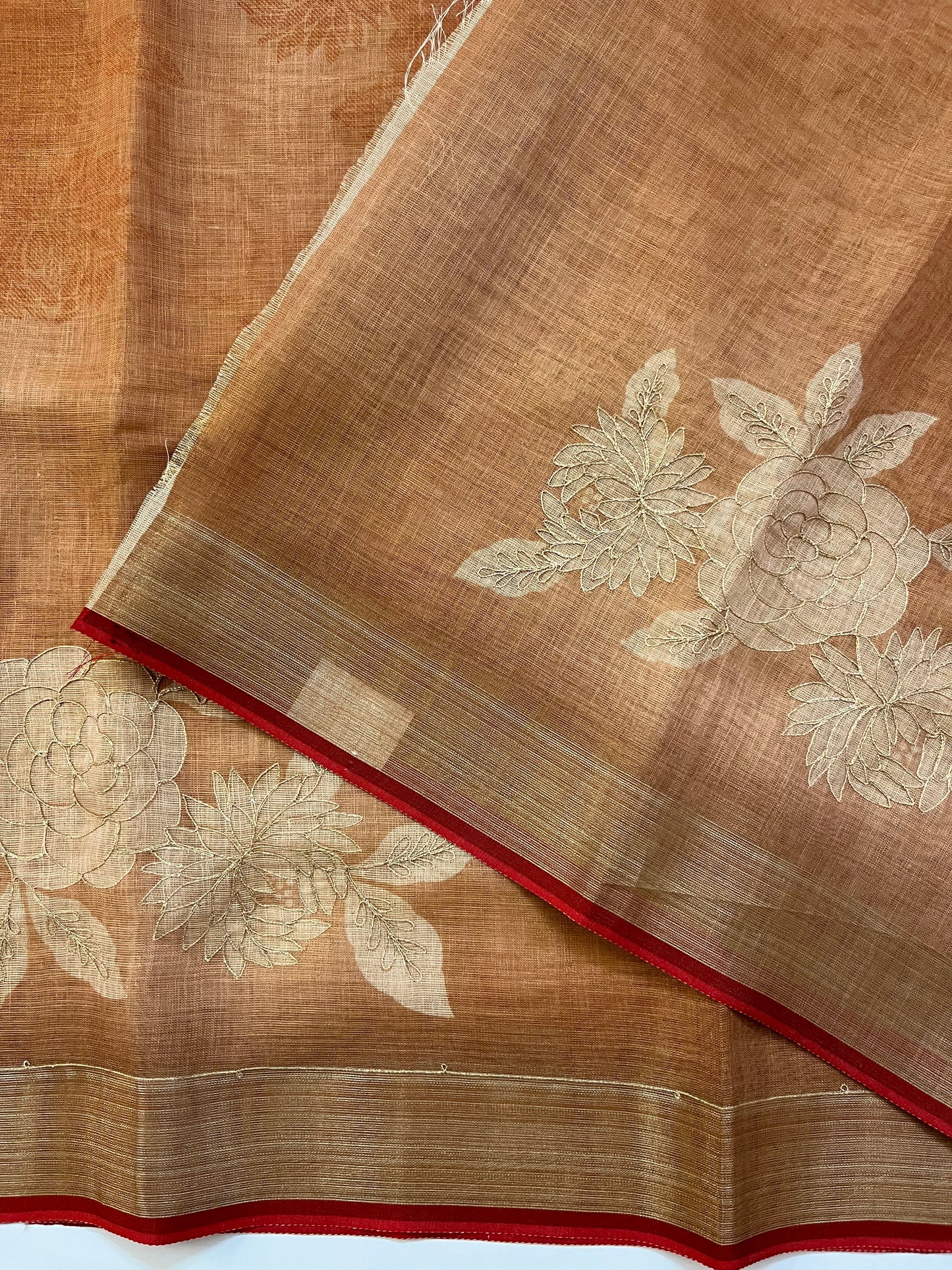 Linen Tissue Saree (BROWN)