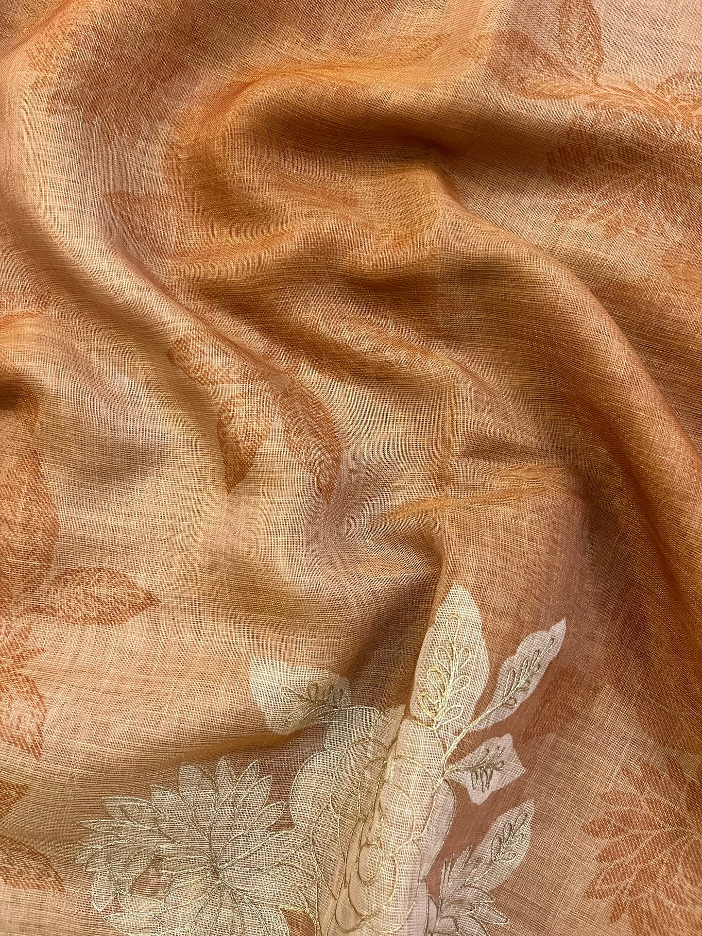 Linen Tissue Saree (BROWN)