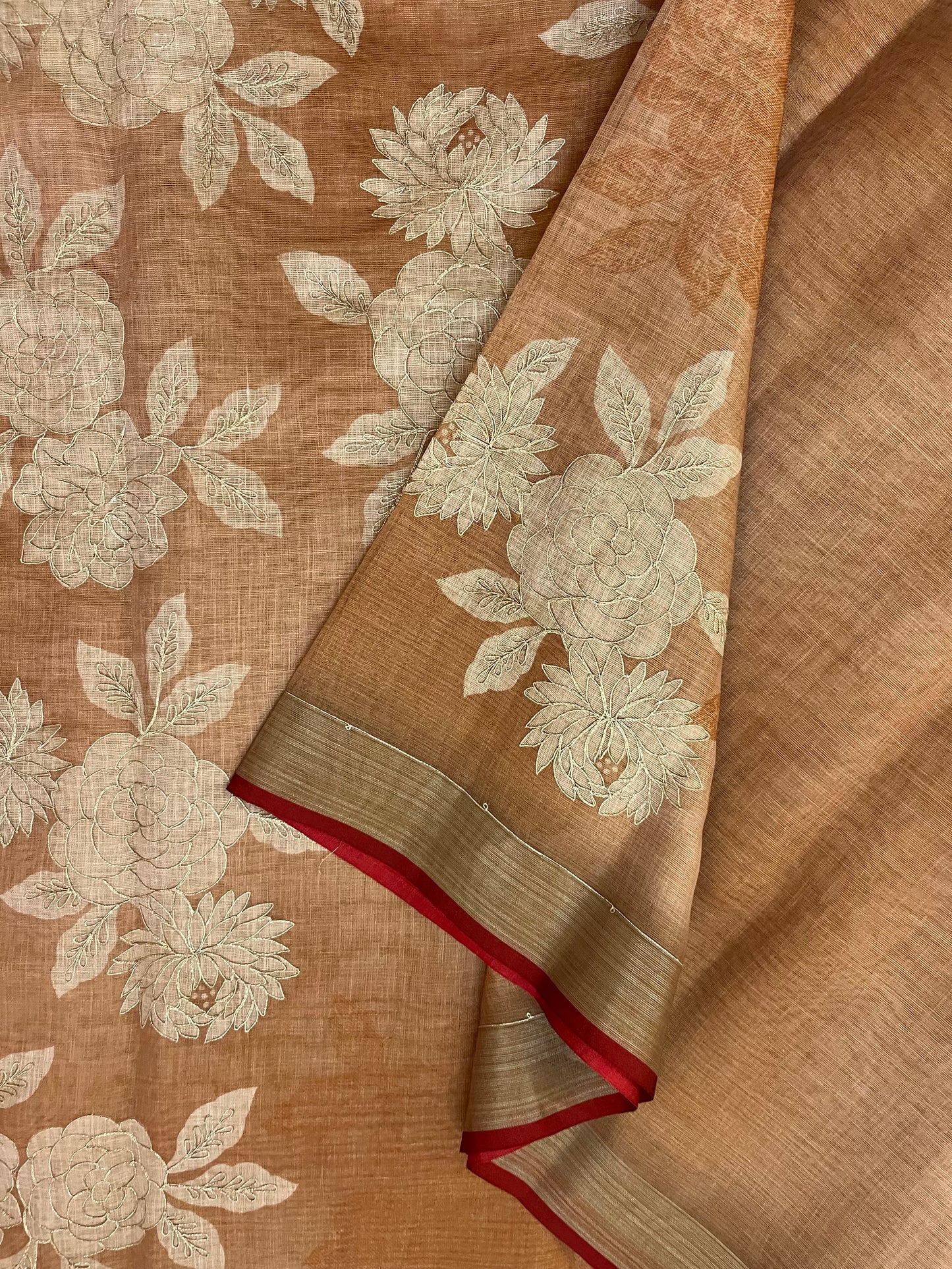 Linen Tissue Saree (BROWN)