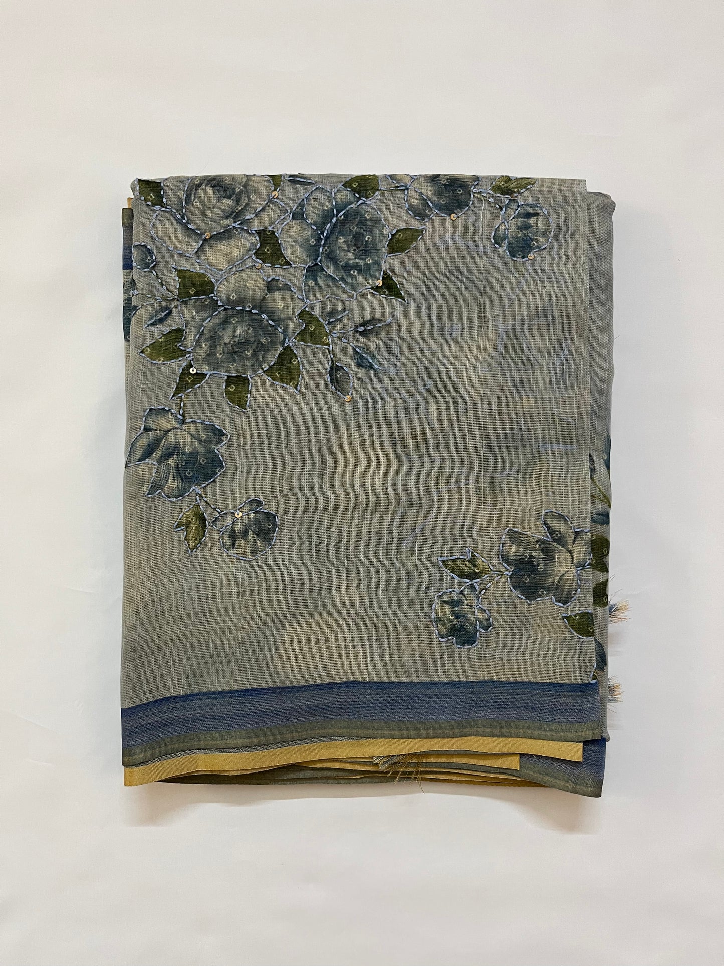 Pure Linen Saree (PASTEL BLUE)