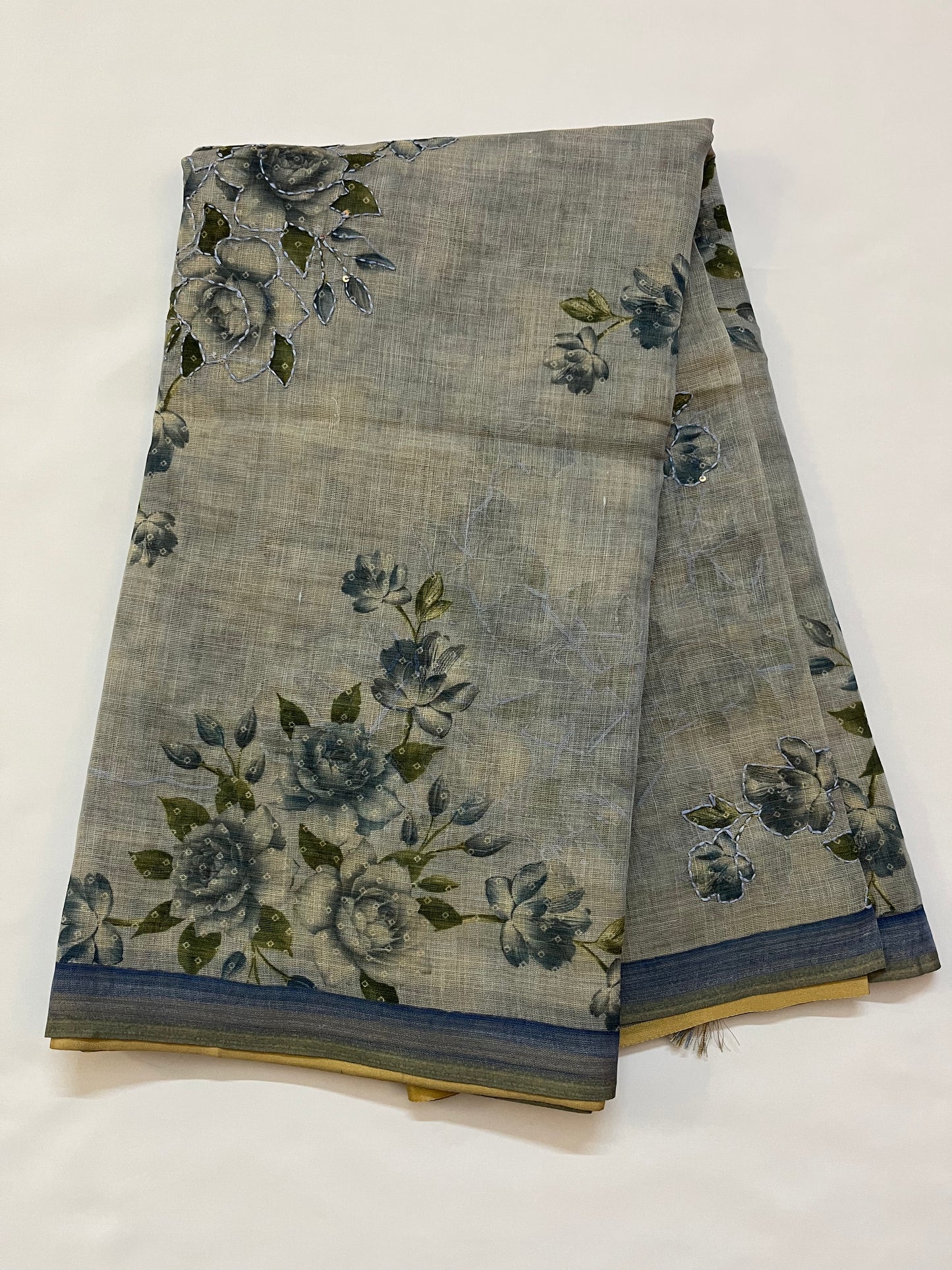 Pure Linen Saree (PASTEL BLUE)
