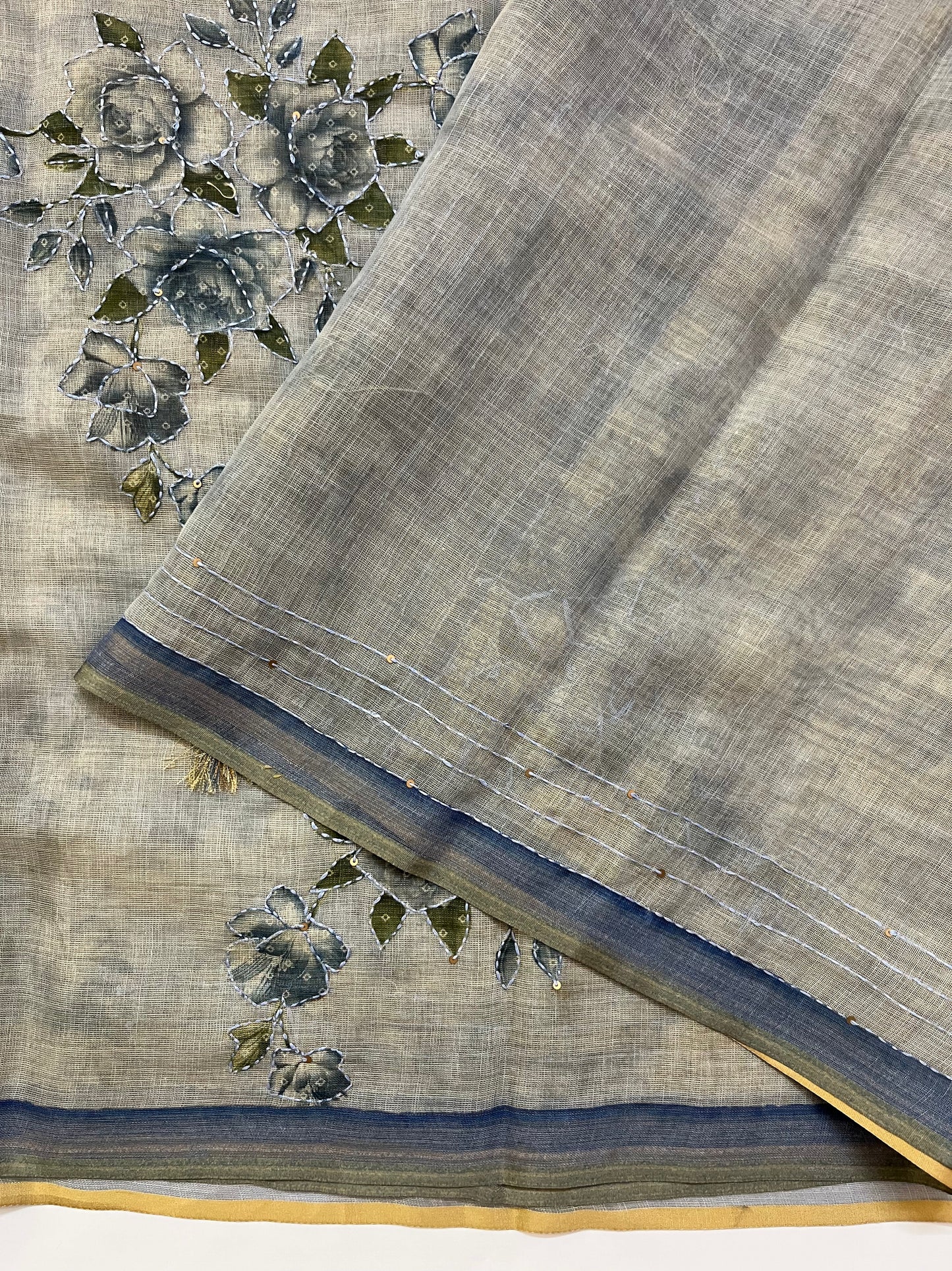 Pure Linen Saree (PASTEL BLUE)