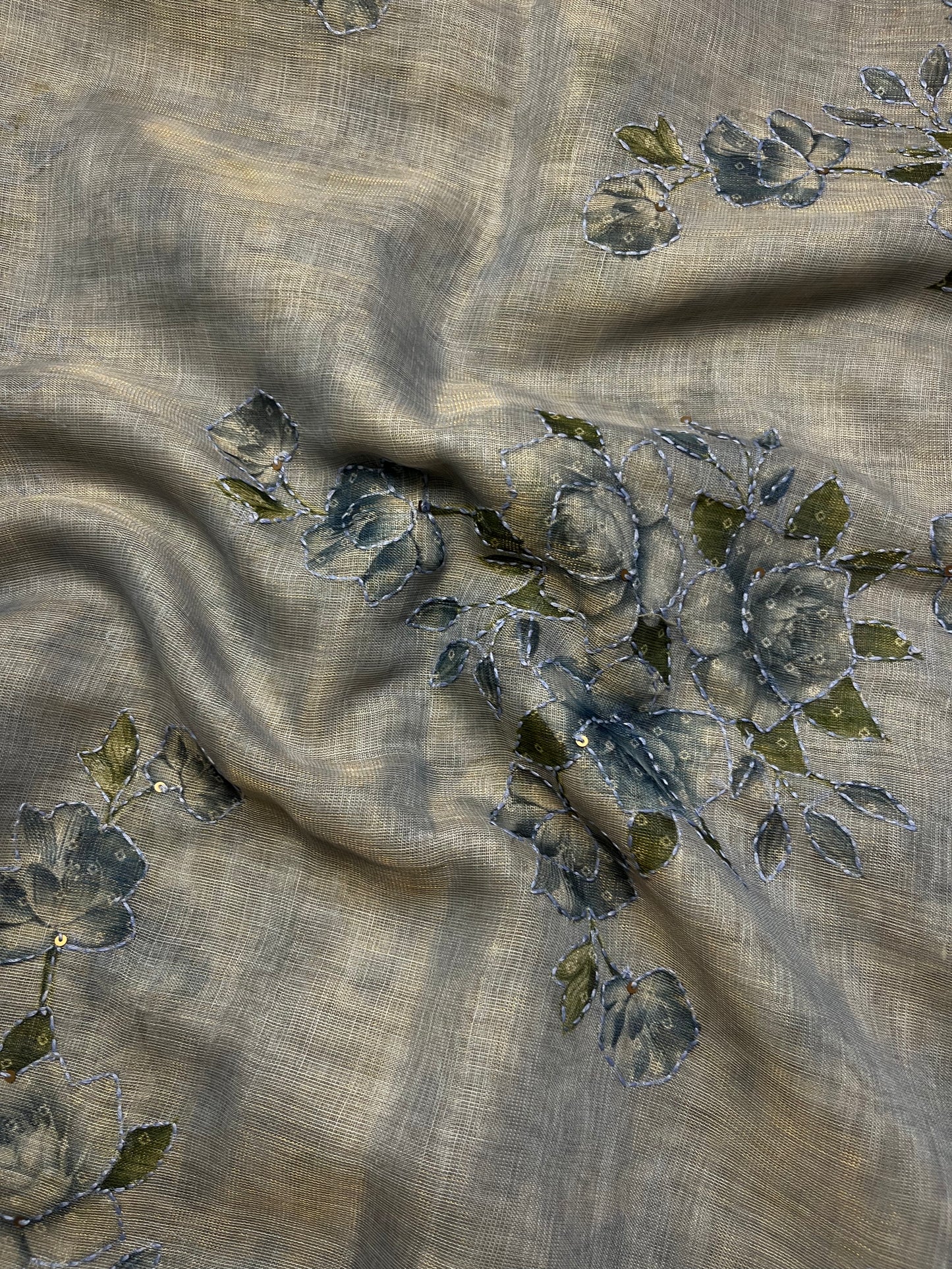 Pure Linen Saree (PASTEL BLUE)