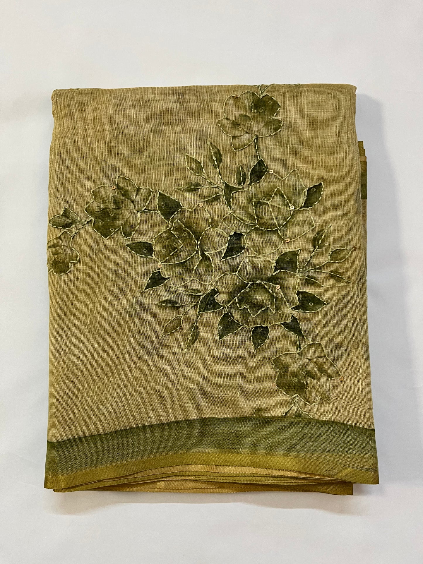 Pure Linen saree (PASTEL GREEN)