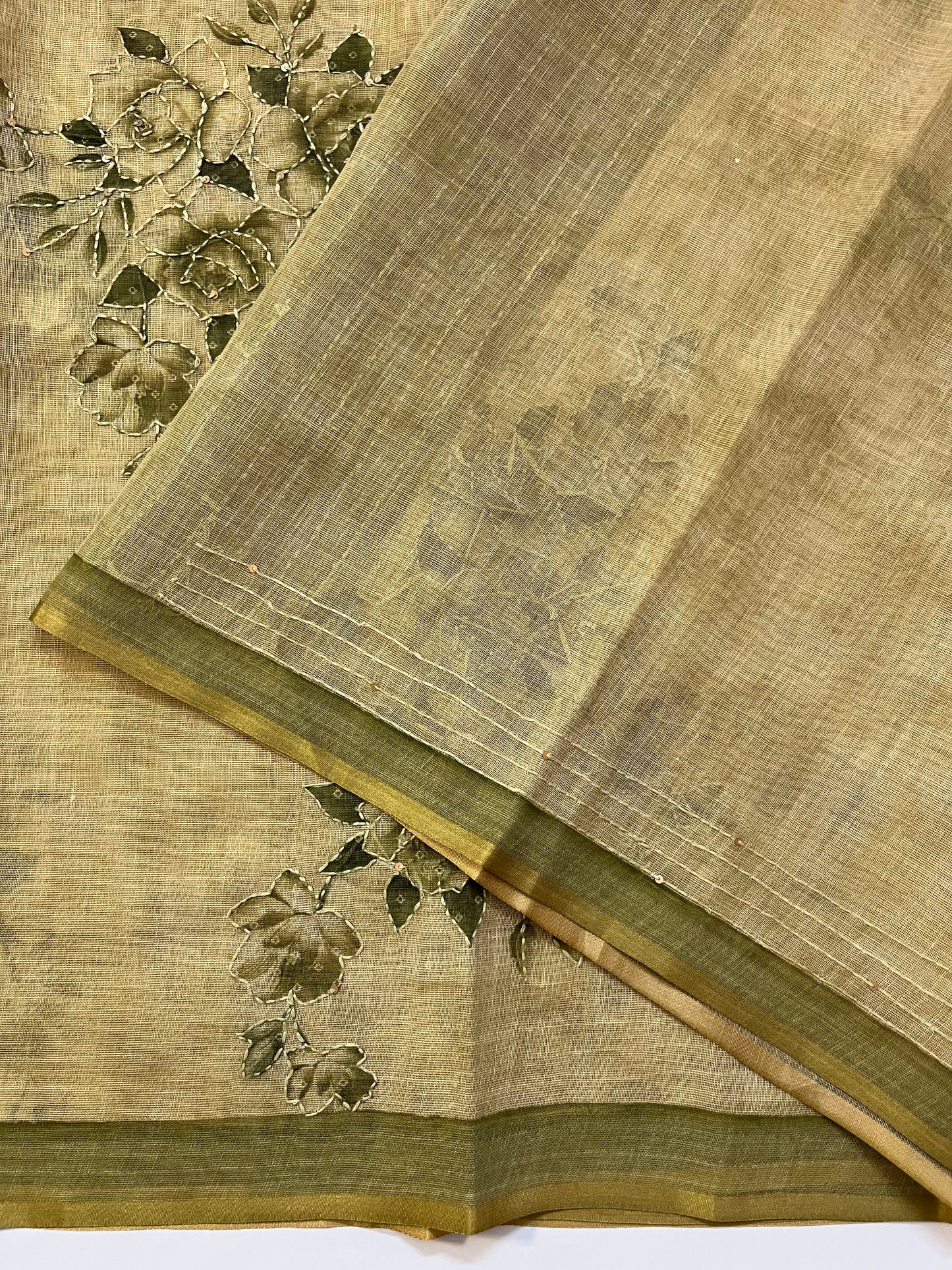 Pure Linen saree (PASTEL GREEN)