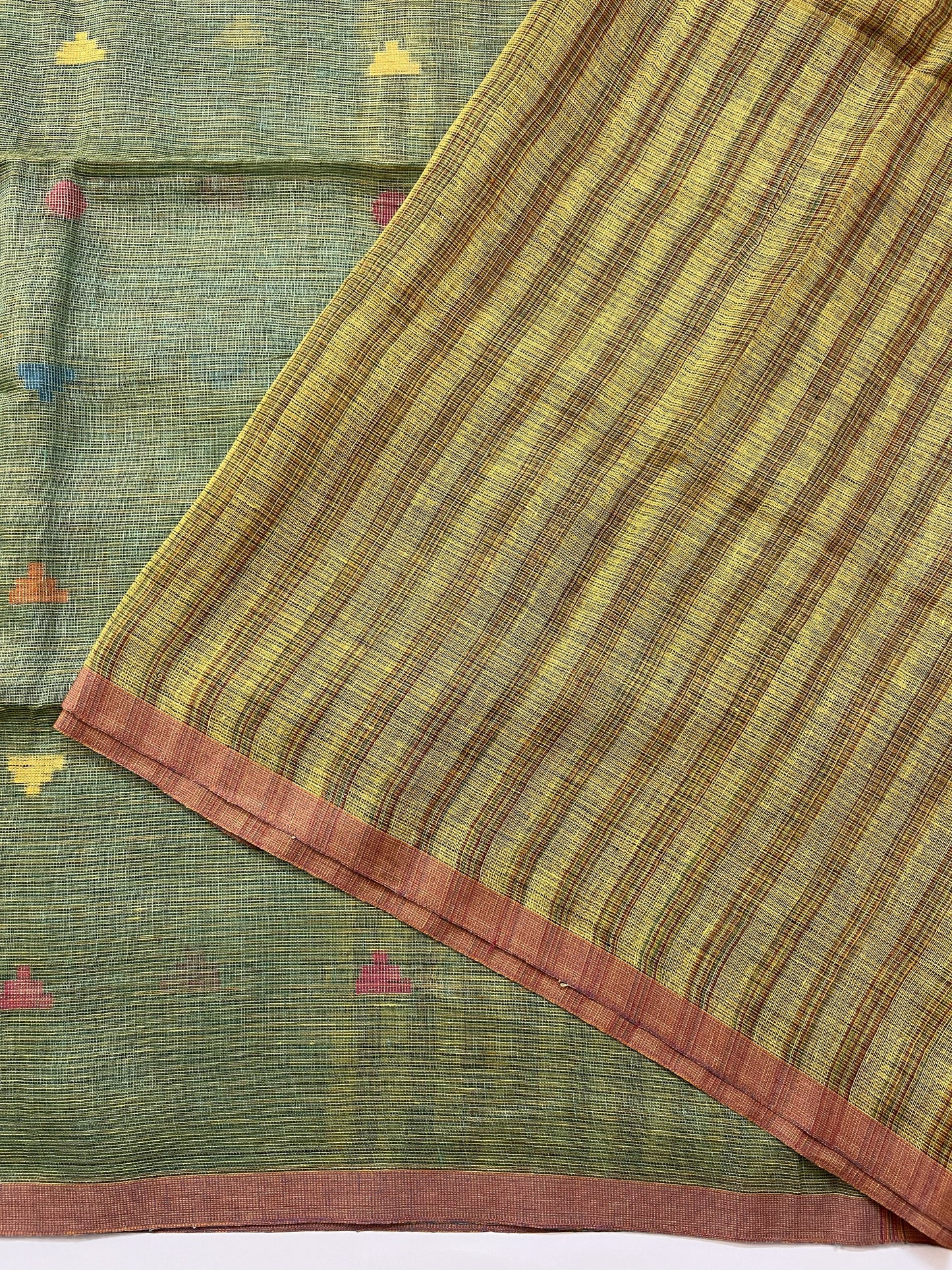 pure Linen Saree (GREEN)