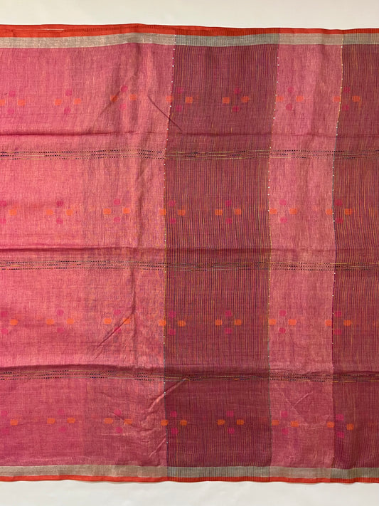 pure Linen sareee(RED)