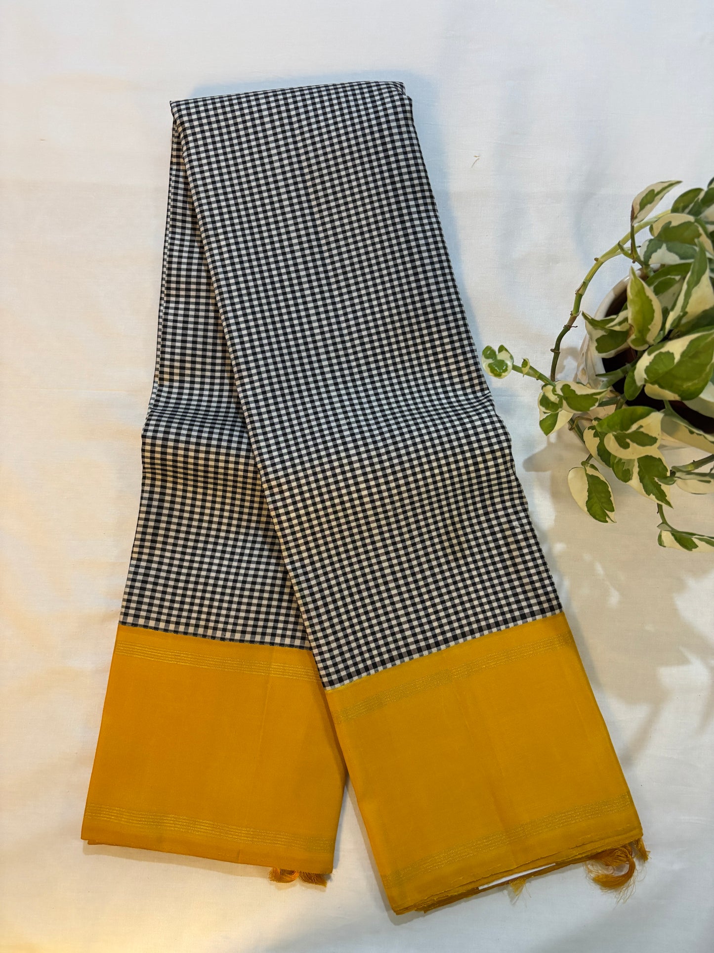 Kajivaram Silk Saree (black & white)