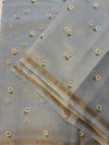 Cotton Embroidery Saree – powder blue