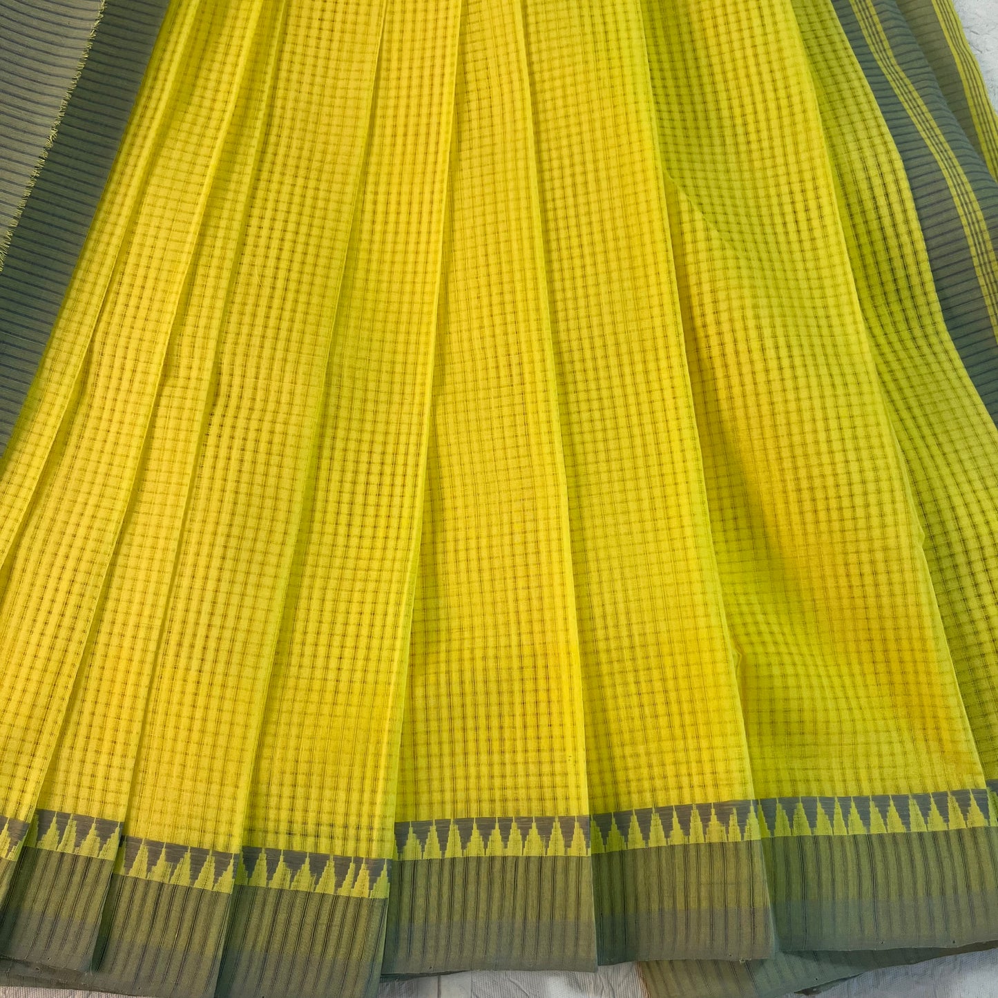 Magalgiri cotton Silk Saree - YELLOW CHECKED