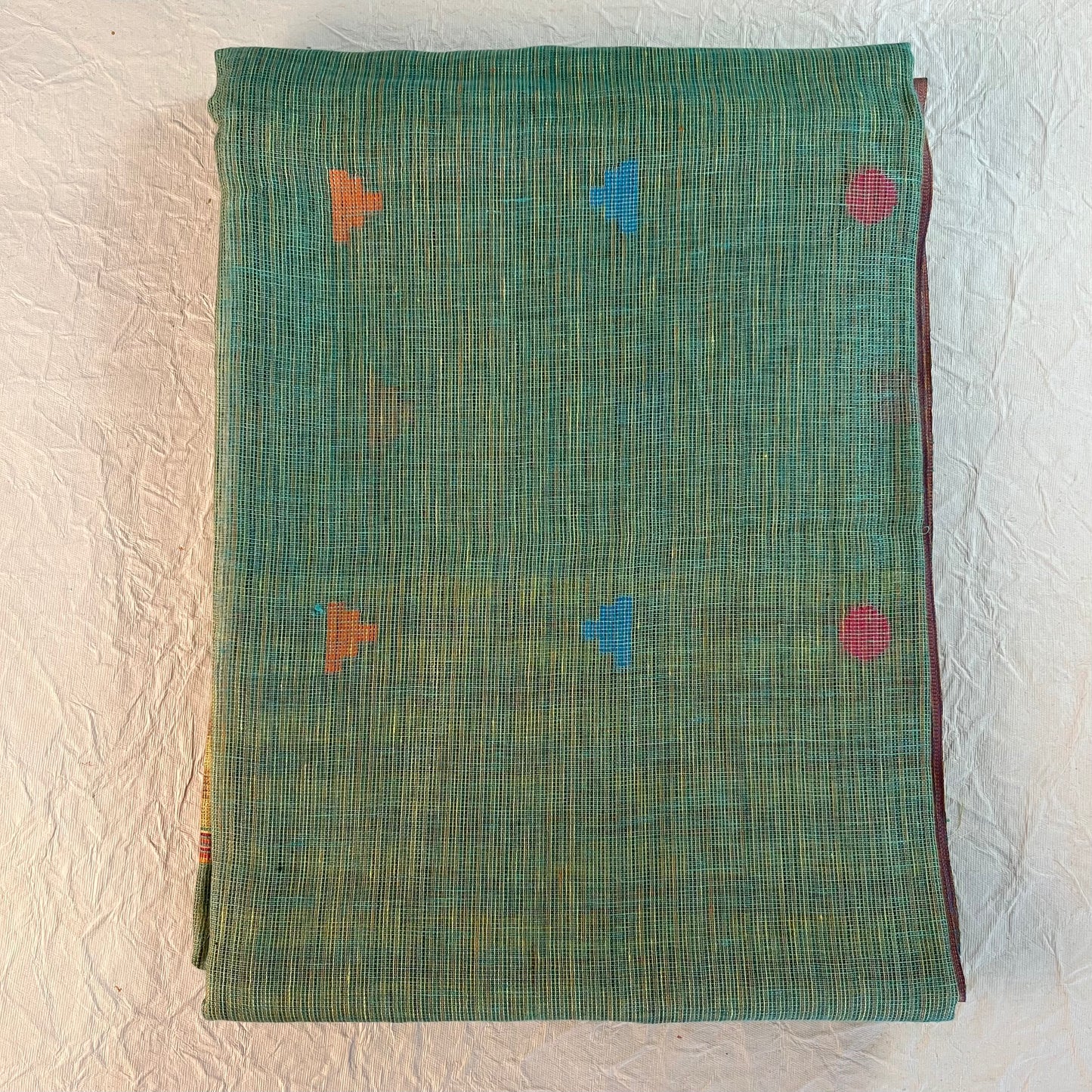 pure Linen Saree (GREEN)