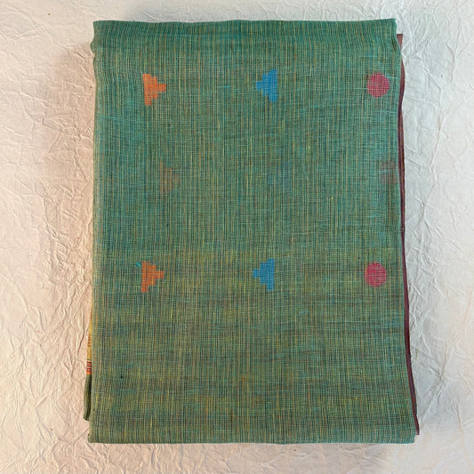 pure Linen Saree (GREEN)