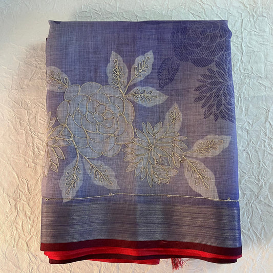 Linen Tissue Saree (PURPLE)