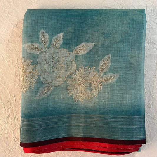 Linen Tissue Saree (BLUE)